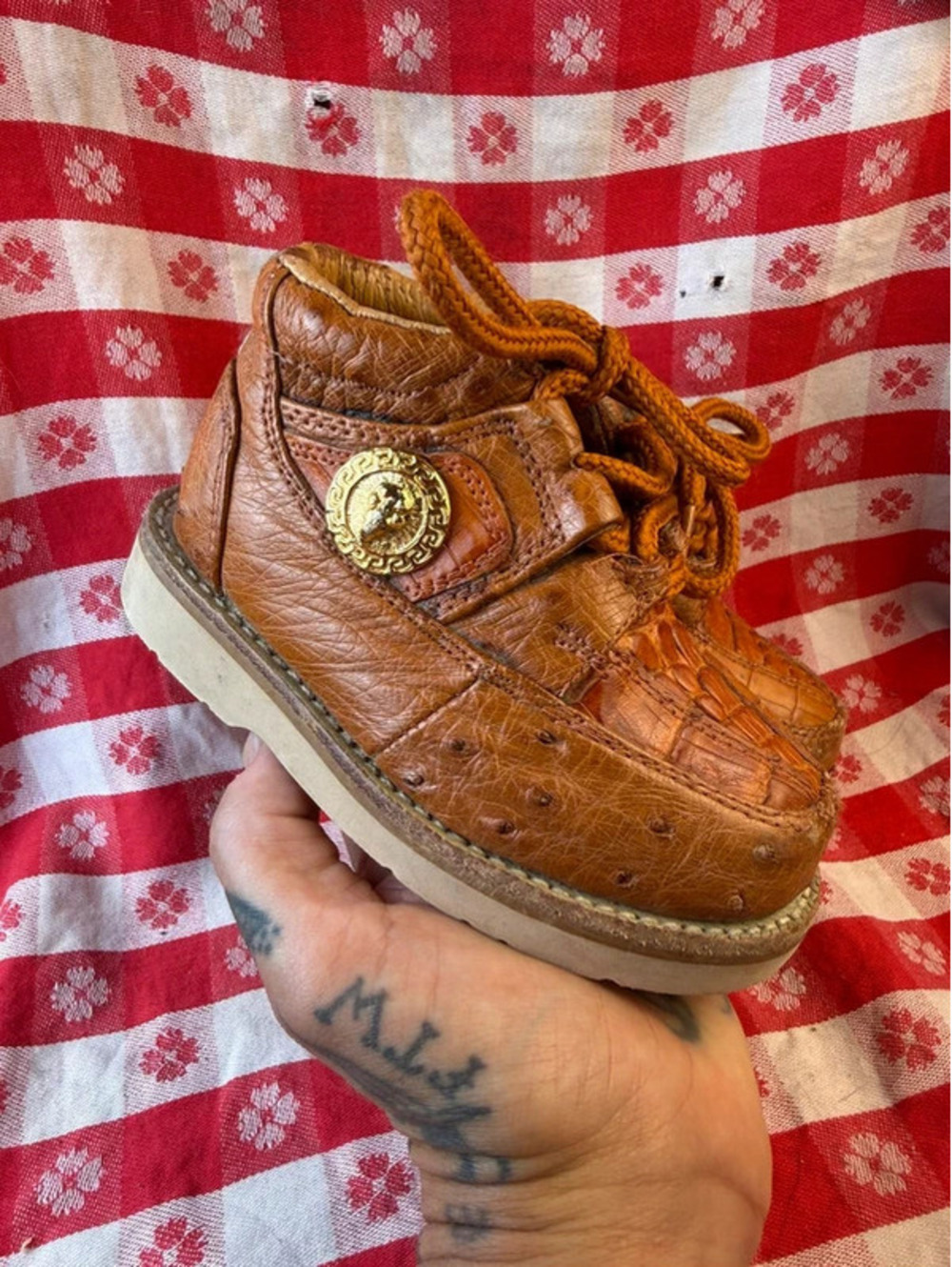 High end crocodile and ostrich designer boots. Size kids 5-6 toddler